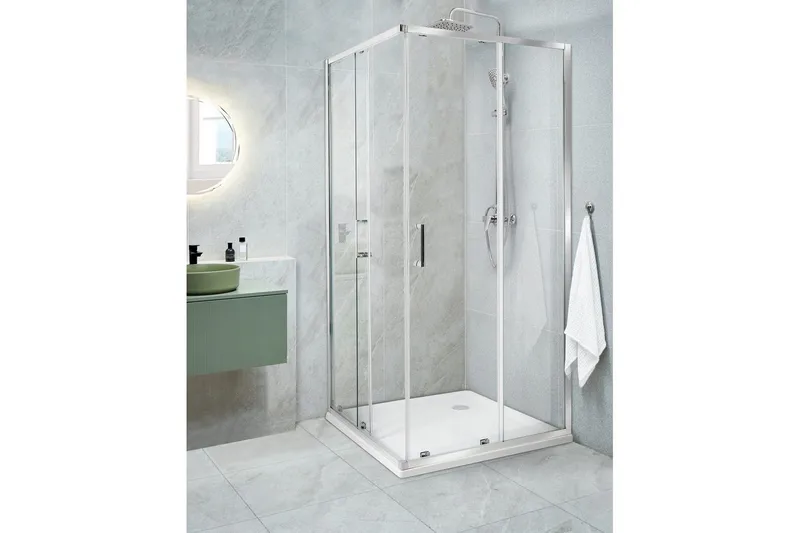 Duschväggar Silver, White 90x90x185 cm - Hus & renovering - Køkken & bad - Badeværelse - Bruser
