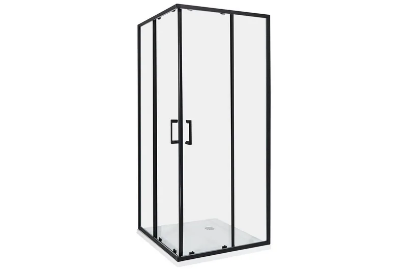 Duschväggar Svart, Vit 80x80x185 cm