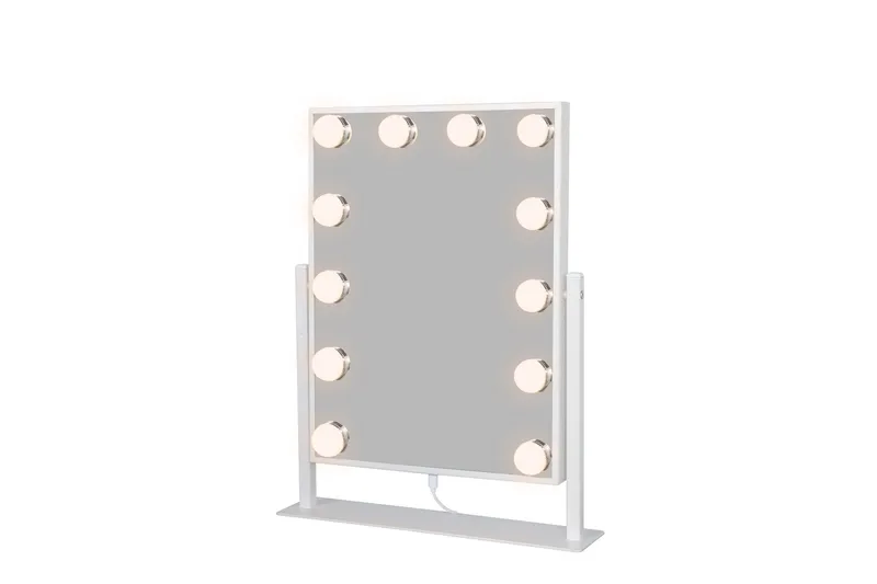 Glow Lille sminkespejl på fod 36,5 cm med LED belysning/lamper Holywood spejl - Hvid - Boligtilbehør - Spejle - Spejl med belysning