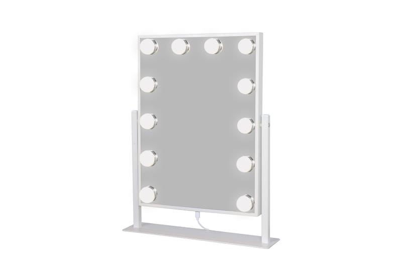 Glow Lille sminkespejl på fod 36,5 cm med LED belysning/lamper Holywood spejl - Hvid - Boligtilbehør - Spejle - Spejl med belysning