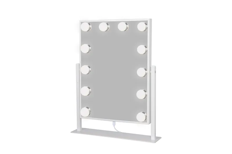 Glow Lille sminkespejl på fod 36,5 cm med LED belysning/lamper Holywood spejl - Hvid - Boligtilbehør - Spejle - Spejl med belysning