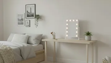 Glow Lille sminkspejl på fod 36,5 cm med LED-belysning/lamper Hollywood-spejl - Hvid - Boligtilbehør - Spejle - Spejl med belysning