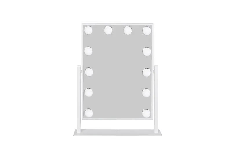 Glow Lille sminkspejl på fod 36,5 cm med LED-belysning/lamper Hollywood-spejl, Hvid