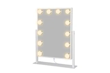 Glow Lille sminkspejl på fod 36,5 cm med LED-belysning/lamper Hollywood-spejl - Hvid - Boligtilbehør - Spejle - Spejl med belysning