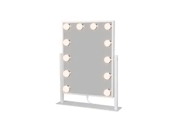 Glow Lille sminkspejl på fod 36,5 cm med LED-belysning/lamper Hollywood-spejl - Hvid - Boligtilbehør - Spejle - Spejl med belysning