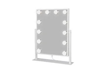 Glow Lille sminkspejl på fod 36,5 cm med LED-belysning/lamper Hollywood-spejl - Hvid - Boligtilbehør - Spejle - Spejl med belysning