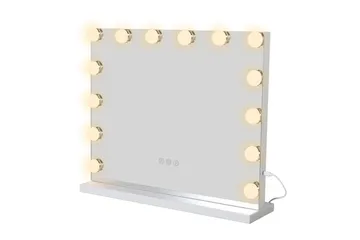 Glow sminkspejl på fod 50 cm med LED-belysning/lamper Hollywood-spejl - Hvid - Boligtilbehør - Spejle - Spejl med belysning