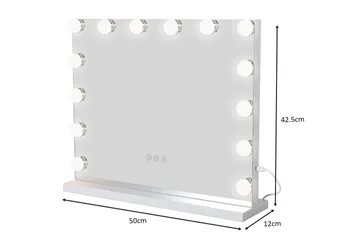 Glow sminkspejl på fod 50 cm med LED-belysning/lamper Hollywood-spejl - Hvid - Boligtilbehør - Spejle - Spejl med belysning