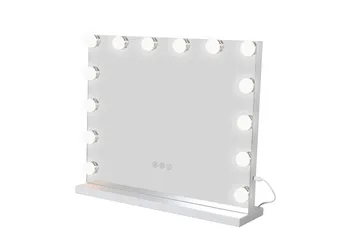 Glow sminkspejl på fod 50 cm med LED-belysning/lamper Hollywood-spejl - Hvid - Boligtilbehør - Spejle - Spejl med belysning