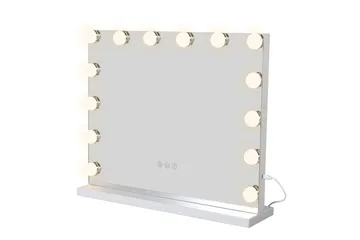 Glow sminkspejl på fod 50 cm med LED-belysning/lamper Hollywood-spejl - Hvid - Boligtilbehør - Spejle - Spejl med belysning