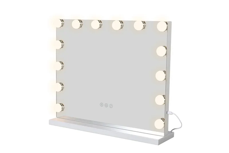 Glow sminkspejl på fod 50 cm med LED-belysning/lamper Hollywood-spejl - Hvid - Boligtilbehør - Spejle - Spejl med belysning