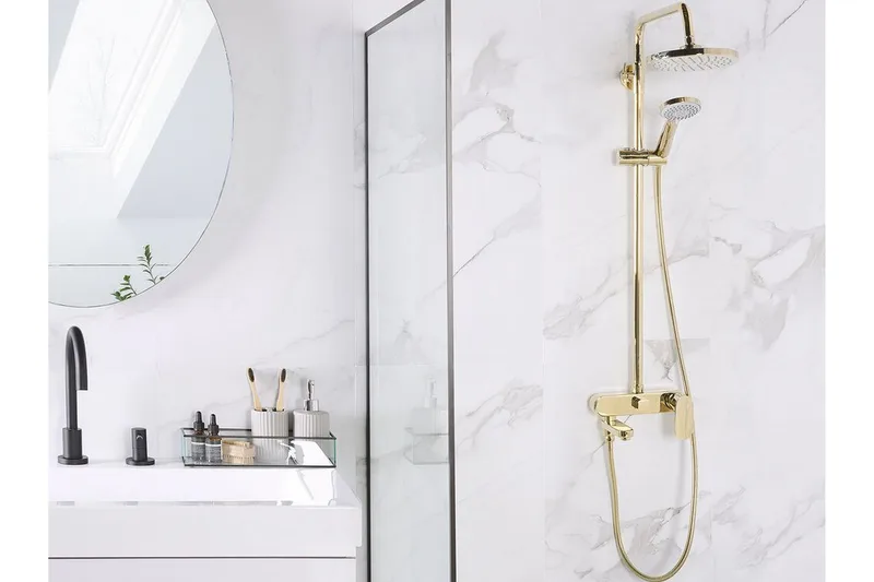 Gurara Brusesæt med Loftbruser - Guld - Hus & renovering - Køkken & bad - Badeværelse - Brusearmatur & tilbehør