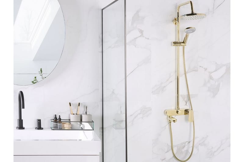 Gurara Brusesæt med Loftbruser - Guld - Hus & renovering - Køkken & bad - Badeværelse - Brusearmatur & tilbehør