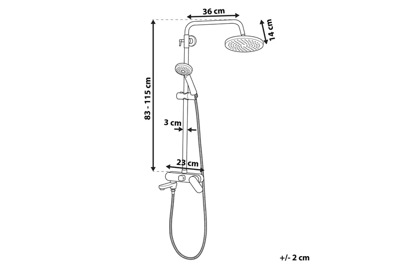 Gurara Brusesæt med Loftbruser - Guld - Hus & renovering - Køkken & bad - Badeværelse - Brusearmatur & tilbehør