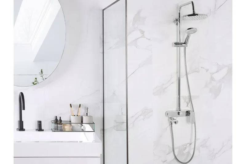 Gurara Brusesæt med Loftbruser - Sølv - Hus & renovering - Køkken & bad - Badeværelse - Brusearmatur & tilbehør