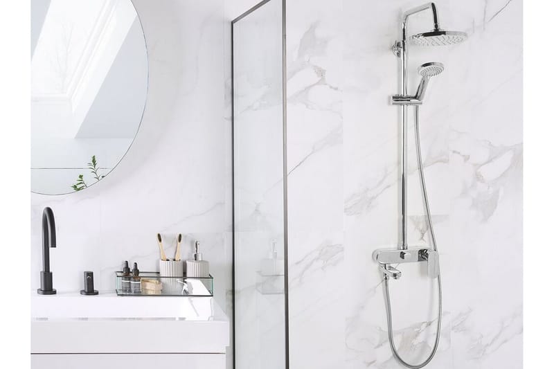 Gurara Brusesæt med Loftbruser - Sølv - Hus & renovering - Køkken & bad - Badeværelse - Brusearmatur & tilbehør