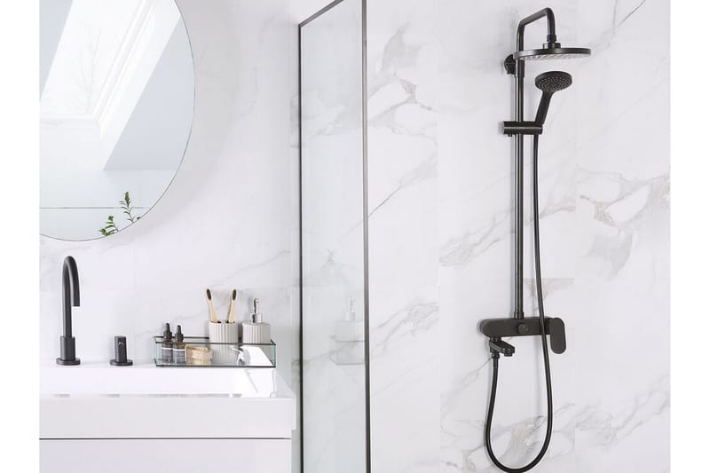 Gurara Brusesæt med Loftbruser - Sort - Hus & renovering - Køkken & bad - Badeværelse - Brusearmatur & tilbehør