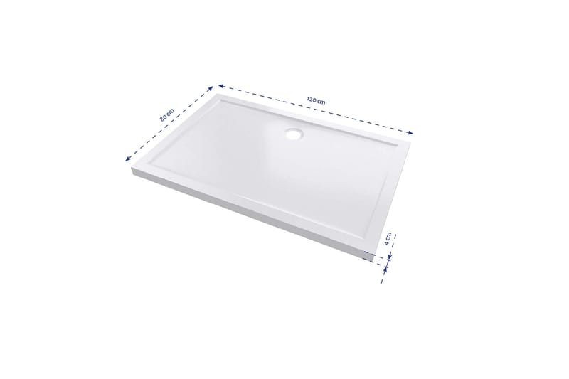 Gyttorp Brusekar 80x120 cm - Hvid - Hus & renovering - Køkken & bad - Badeværelse - Brusearmatur & tilbehør - Brusekar