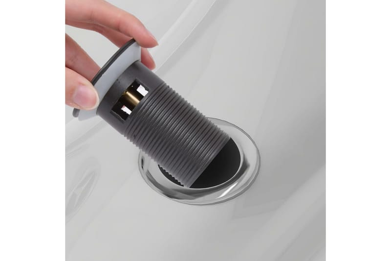 trykafløb med overløbsfunktion 6,4x6,4x9,1 cm grå - Grå - Bundventil vask - Bundventil håndvask