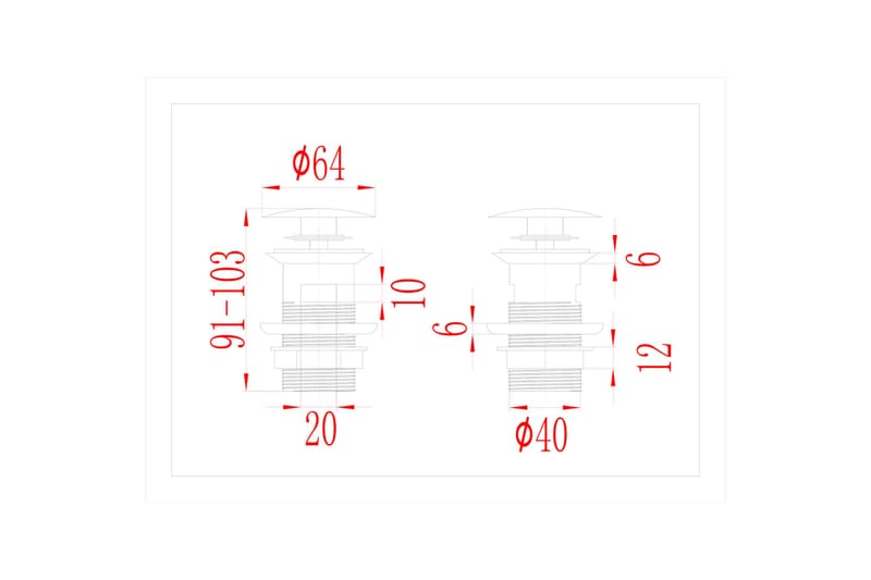 trykafløb med overløbsfunktion 6,4x6,4x9,1 cm sort - Sort - Hus & renovering - Køkken & bad - Badeværelse - Håndvaske - Bundventil håndvask