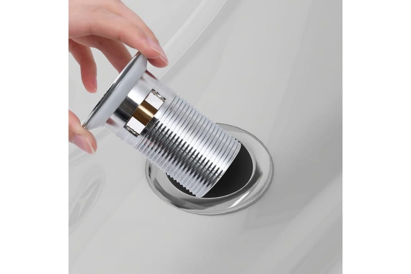 trykafløb uden overløbsfunktion 6,4x6,4x9,1 cm sølvfarvet - Sølv - Bundventil vask - Bundventil håndvask