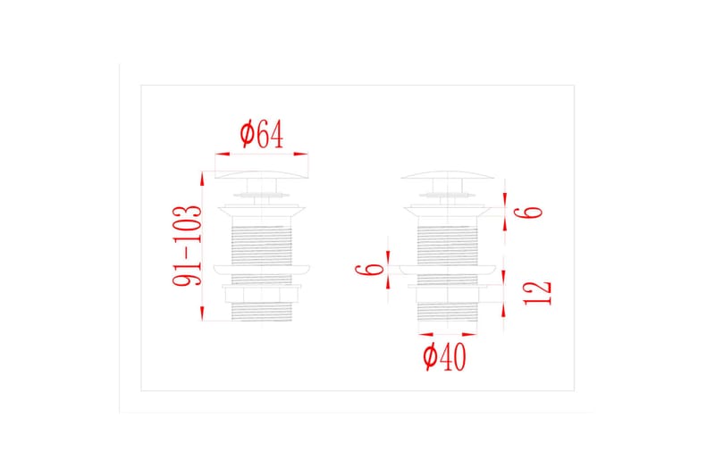 trykafløb uden overløbsfunktion 6,4x6,4x9,1 cm sort - Sort - Hus & renovering - Køkken & bad - Badeværelse - Håndvaske - Bundventil håndvask