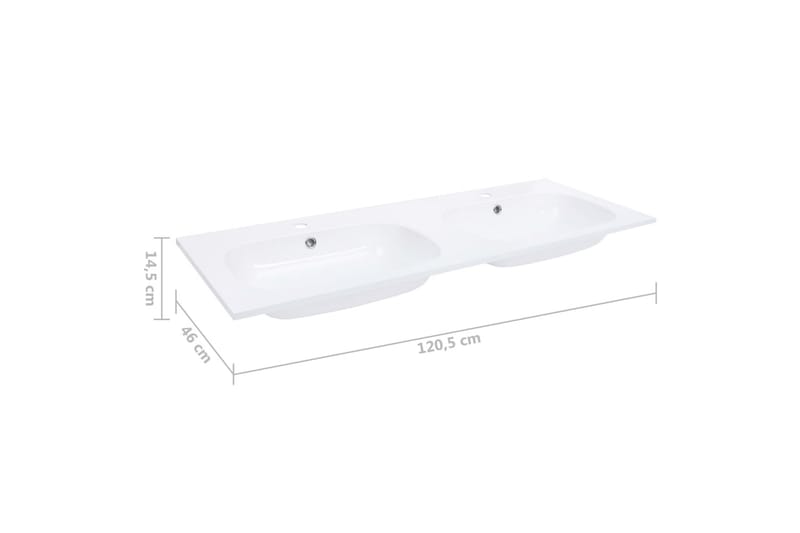 dobbelt håndvask 1205x460x145 mm SMC hvid - Hvid - Dobbelt håndvask