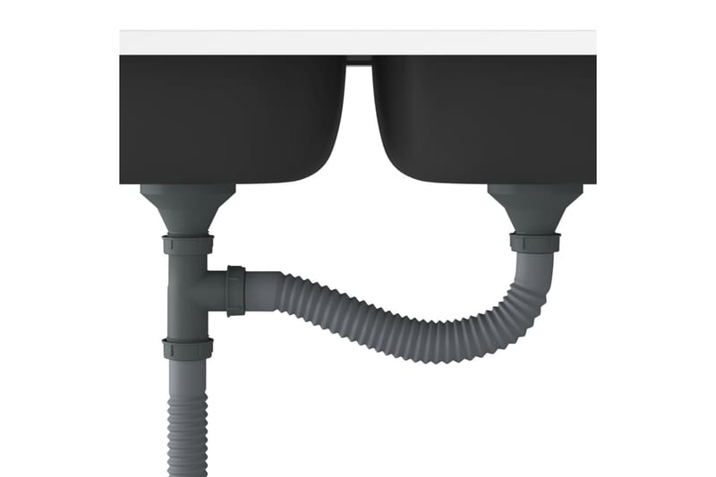 dobbelt køkkenvask 1200x600x155 mm rustfrit stål sølvfarvet - Sølv - Hus & renovering - Køkken & bad - Badeværelse - Håndvaske - Dobbelt håndvask