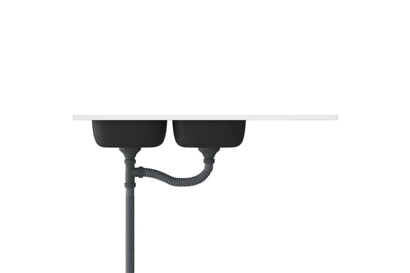 dobbelt køkkenvask 1200x600x155 mm rustfrit stål sølvfarvet - Sølv - Hus & renovering - Køkken & bad - Badeværelse - Håndvaske - Dobbelt håndvask