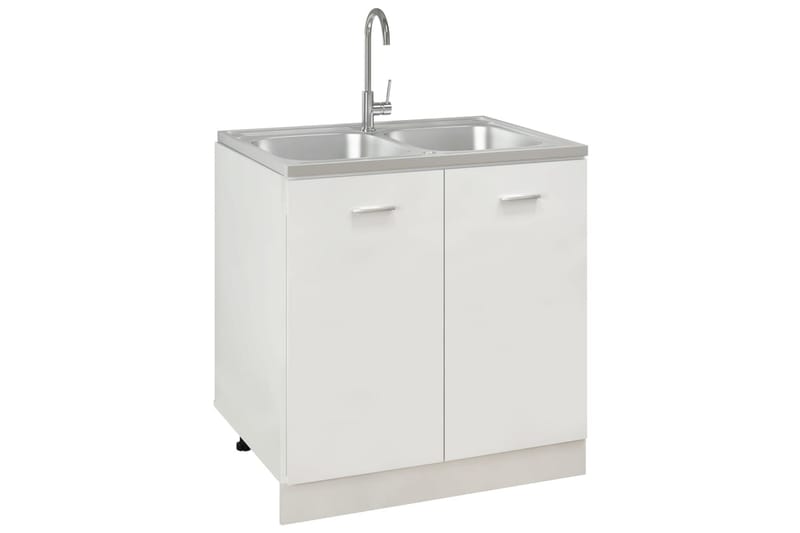 dobbelt køkkenvask 800x600x155 mm rustfrit stål sølvfarvet - Sølv - Hus & renovering - Køkken & bad - Badeværelse - Håndvaske - Dobbelt håndvask