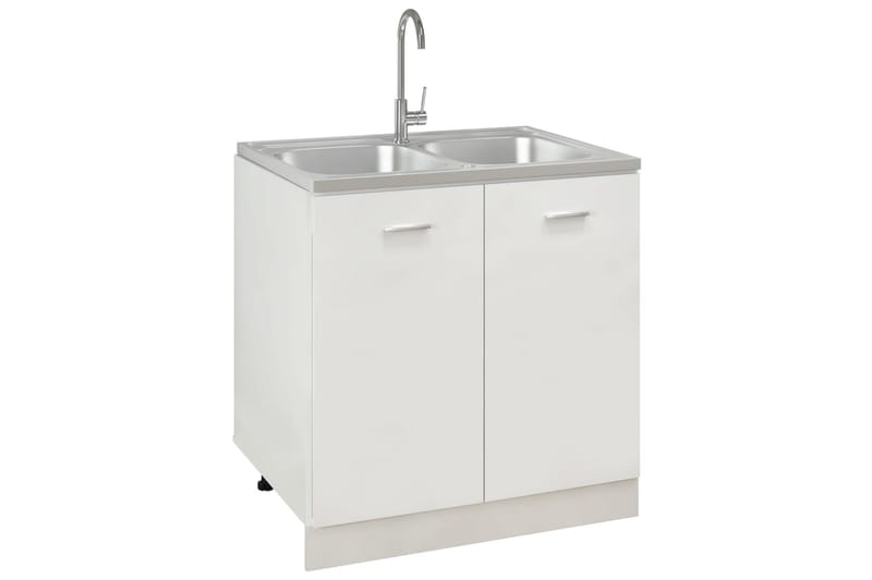 dobbelt køkkenvask 800x600x155 mm rustfrit stål sølvfarvet - Sølv - Dobbelt håndvask