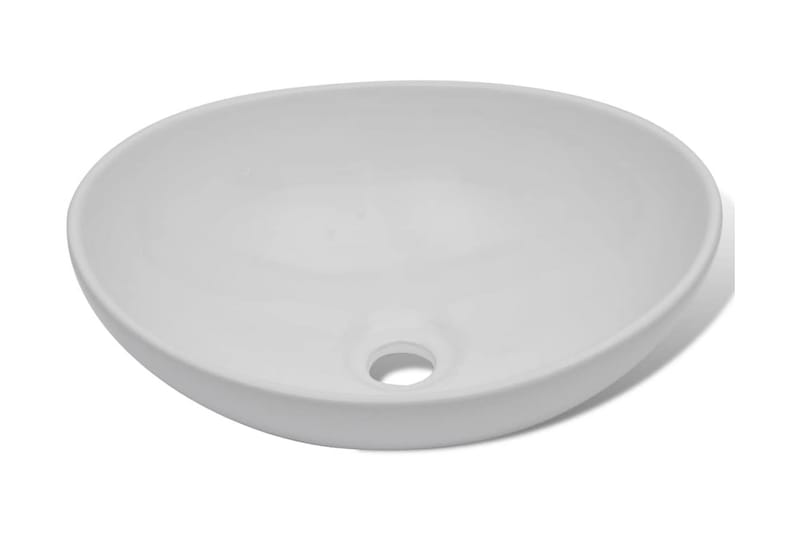 Badeværelseshåndvask Med Blandingsbatteri Keramik Oval Hvid - Hvid - Hus & renovering - Køkken & bad - Badeværelse - Håndvaske - Lille håndvask
