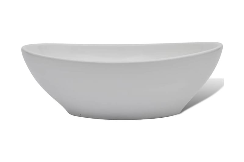 Badeværelseshåndvask Med Blandingsbatteri Keramik Oval Hvid - Hvid - Lille håndvask