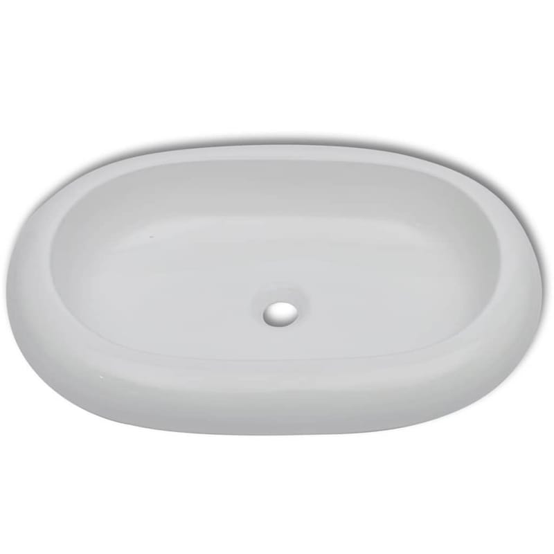 Badeværelseshåndvask Med Blandingsbatteri Keramik Oval Hvid - Hvid - Hus & renovering - Køkken & bad - Badeværelse - Håndvaske - Lille håndvask