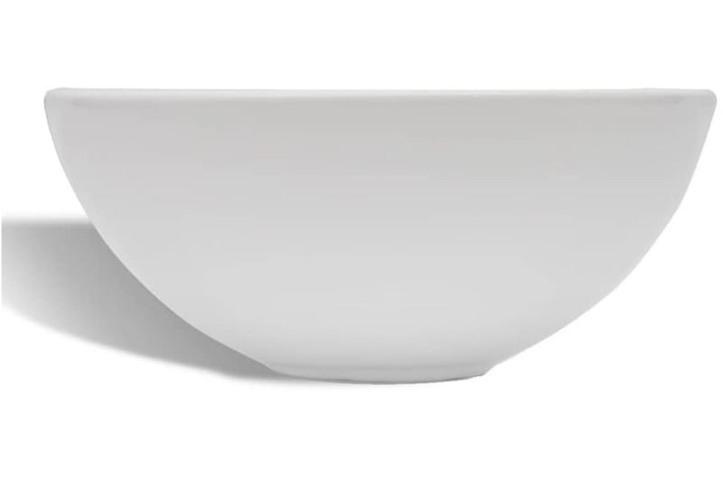 Badeværelseshåndvask Med Blandingsbatteri Keramik Rund Hvid - Hvid - Lille håndvask
