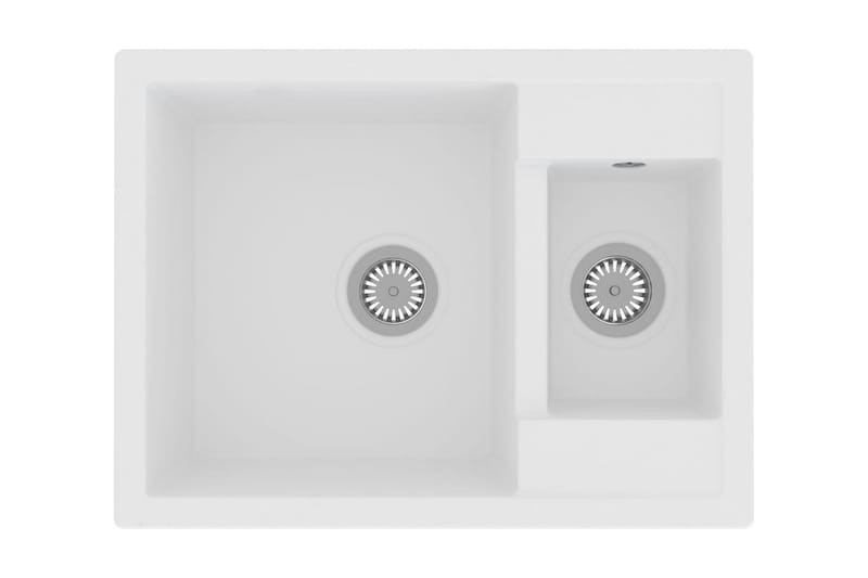Dobbelt Køkkenvask Med Overløbshul Granit Hvid - Hvid - Hus & renovering - Køkken & bad - Badeværelse - Håndvaske - Lille håndvask