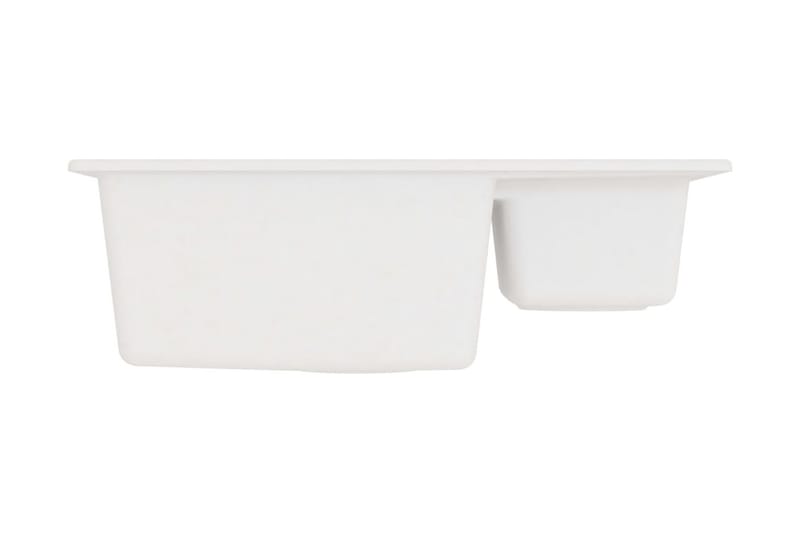 Dobbelt Køkkenvask Med Overløbshul Granit Hvid - Hvid - Lille håndvask