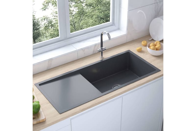 Håndlavet Køkkenvask Med Strainer Rustfrit Stål Sort - Sort - Lille håndvask