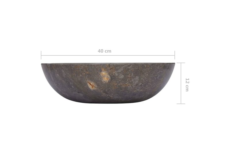 håndvask Ø40x12 cm marmor grå - Grå - Lille håndvask