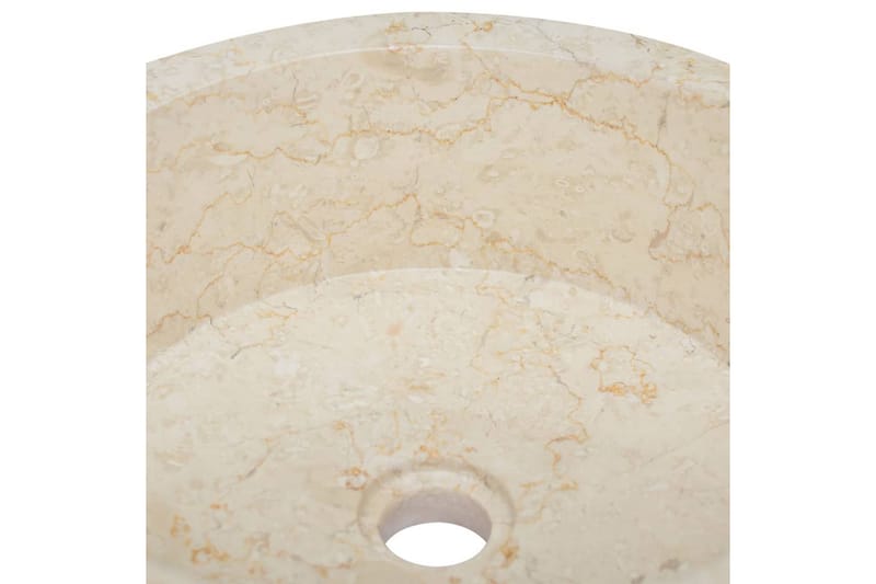 håndvask Ø40x15 cm marmor cremefarvet - Creme - Lille håndvask