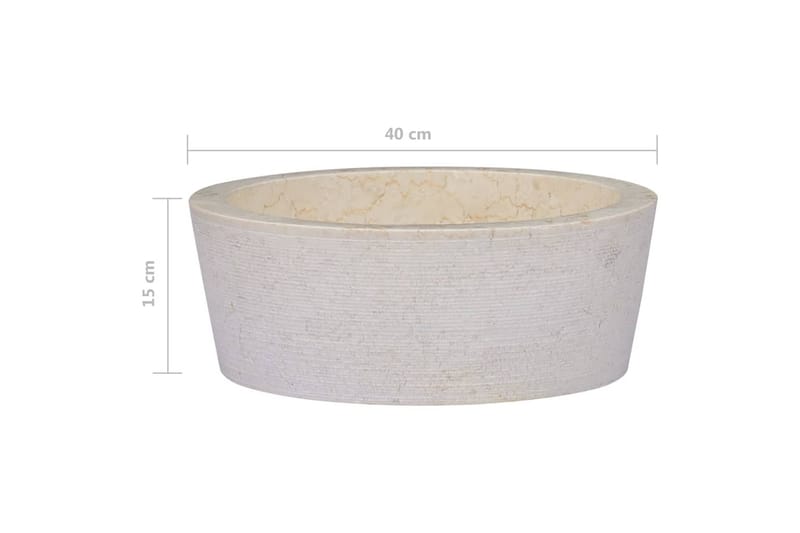 håndvask Ø40x15 cm marmor cremefarvet - Creme - Lille håndvask