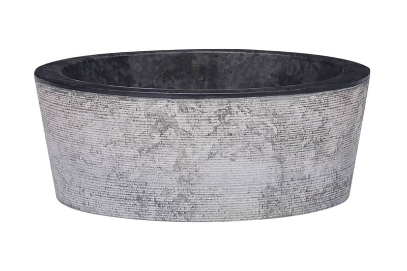 håndvask Ø40x15 cm marmor sort - Sort - Lille håndvask