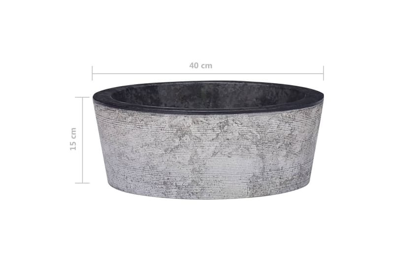 håndvask Ø40x15 cm marmor sort - Sort - Lille håndvask