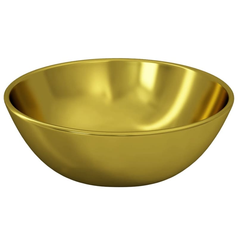 håndvask 28 x 10 cm keramik guldfarvet - Guld - Lille håndvask