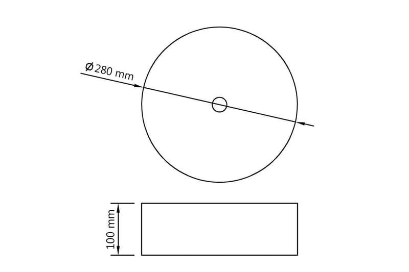 håndvask 28 x 10 cm keramik sølvfarvet - Sølv - Lille håndvask