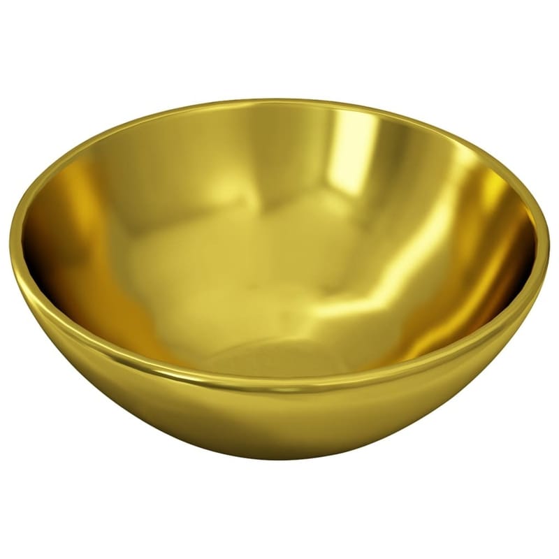 håndvask 32,5 x 14 cm keramik guldfarvet - Guld - Hus & renovering - Køkken & bad - Badeværelse - Håndvaske - Lille håndvask