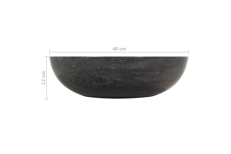 håndvask 40 x 12 cm marmor sort - Sort - Lille håndvask