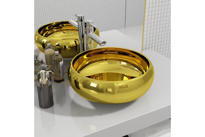 håndvask 40 x 15 cm keramik guldfarvet - Guld - Lille håndvask