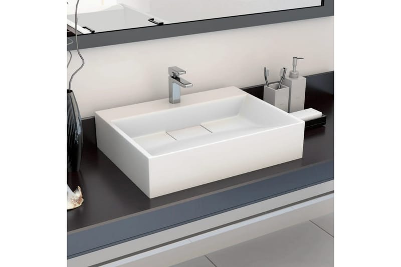 håndvask 50 x 38 x 13 cm mineralstøbt/marmorstøbt hvid - Hvid - Lille håndvask