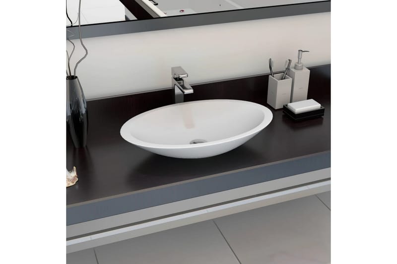 håndvask 59,3 x 35,1 x 10,7 cm mineralstøbt/marmorstøbt hvid - Hvid - Hus & renovering - Køkken & bad - Badeværelse - Håndvaske - Lille håndvask